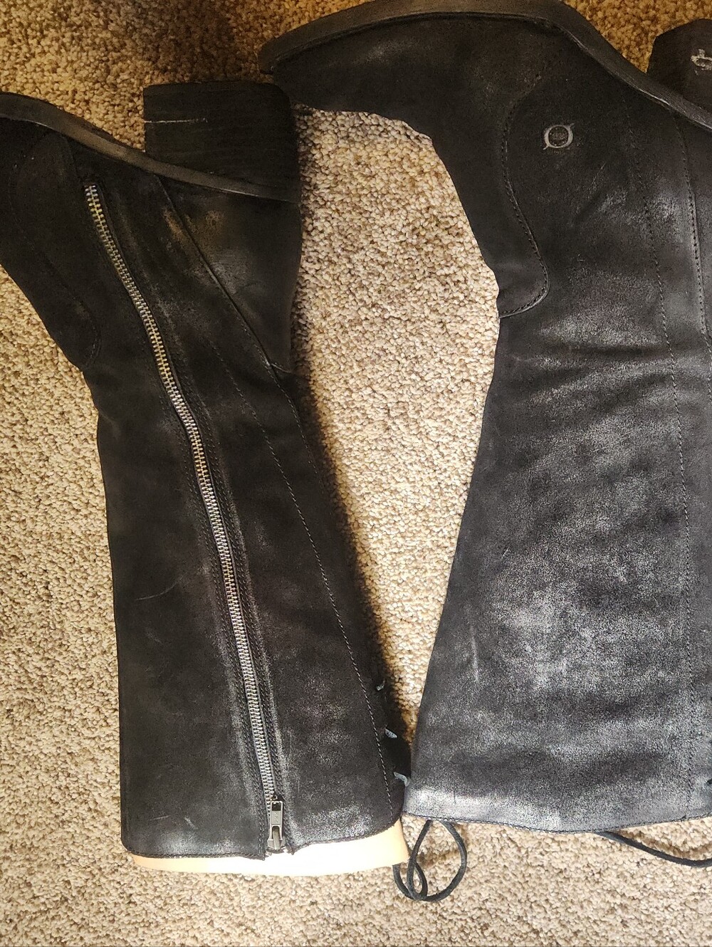 Felicias Black Suede Knee-High Boots with Side Zip
